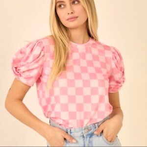 English Factory Chess Print Knit Top size Medium